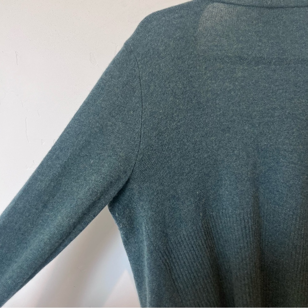 St Tropez Blue Teal Sweater Cardigan 2-Ply Cashmere Womens Large Soft Classy - Picture 11 of 12
